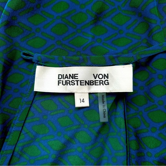 Diane Von Furstenberg DVF Silk Davin Jumpsuit Wide Leg Sleeveless Green Blue 14 - Picture 14 of 16